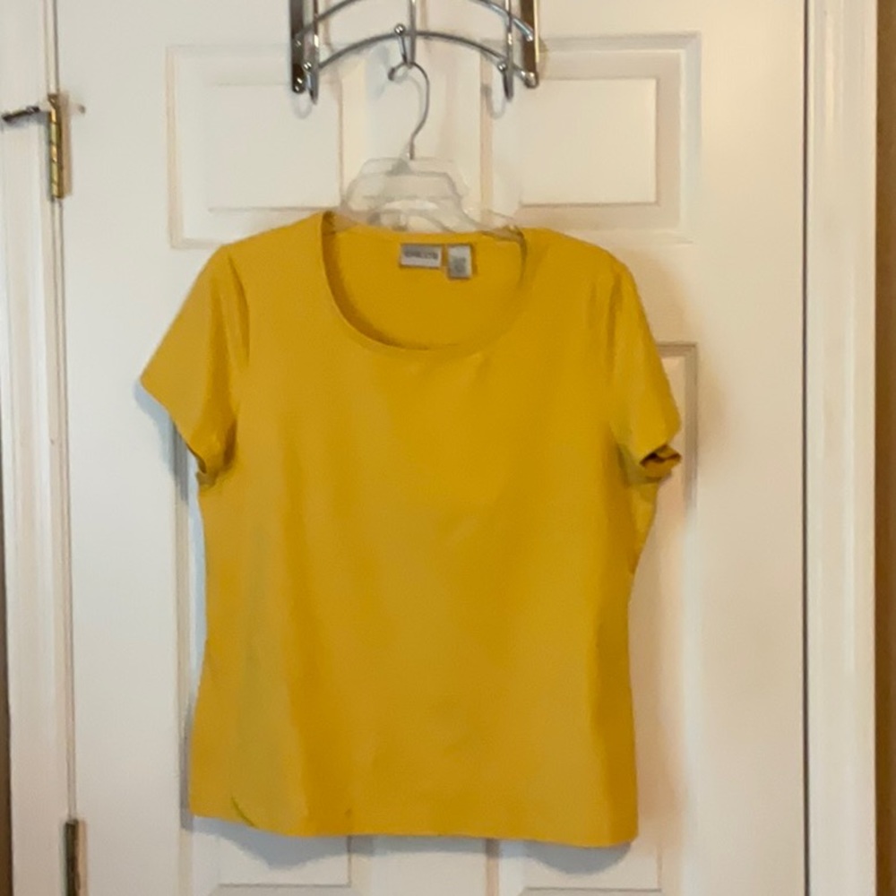 Chico’s Women’s Gold Short Sleeves Casual Office Wear Top Size 2 (Medium)